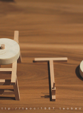 zakka石磨盘木制微缩农具工艺品