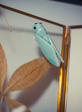 青釉陶瓷复古风筷托祝福桌面摆件