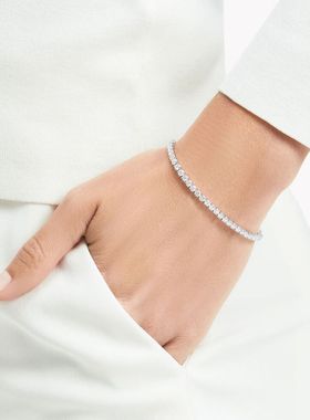 18K金 网球钻石手链 单粒10分 DE VVS 培育钻石