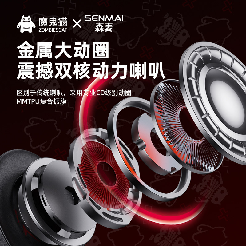 森麦魔鬼猫音魔头戴式苹果索尼手机 森麦蓝牙耳机