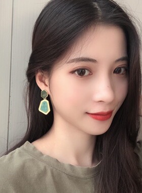 高级显瘦绿松石金属银耳针