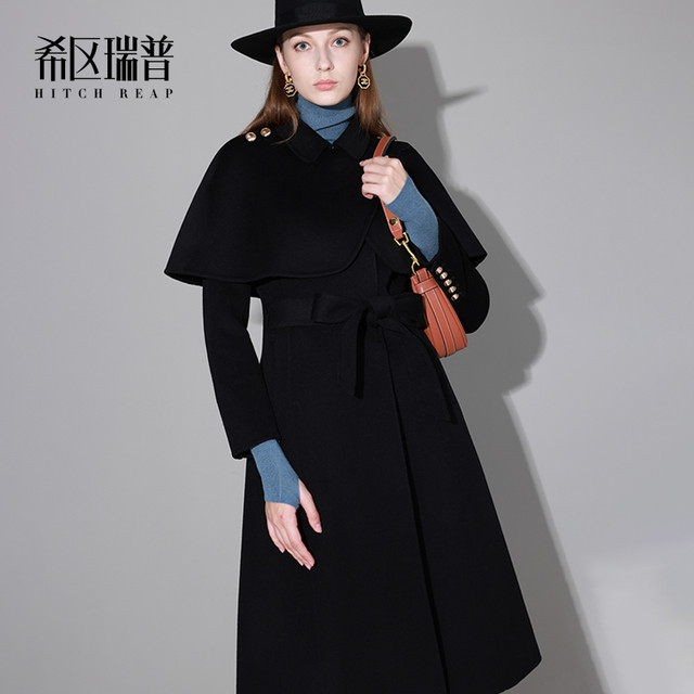 Hitch Rip high-end pure wool coat 2023 new autumn and winter retro beautiful cape shawl double-sided woolen coat