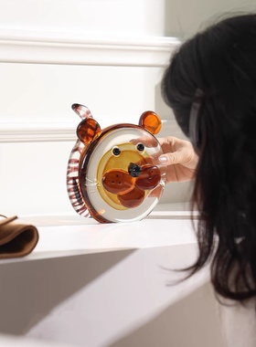 琥珀色波罗虎非遗手工吹制玻璃摆件玄关客厅样版间桌面装饰品礼物