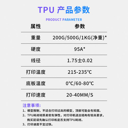 兰博3D打印机耗材 TPU耗材 高弹篮球料 柔性耗材料 95A 90A TPU彩虹渐变耗材 Flexible弹性耗材 1.75mm 1kg - 图1