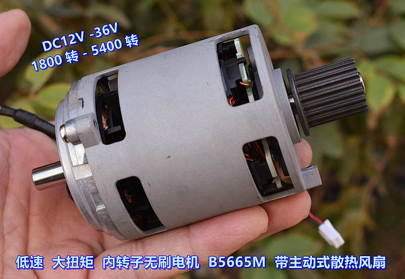 赛车游戏 B5665M 内转子无刷电机 DC24V 3600转 带主动散热风扇 - 图0