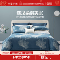 Water Star Home Spinning 60S Long Suede Cotton Four Pieces 100 Pure Cotton Kit Dorm Bed Linen Bed bedding