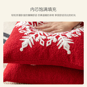 水星家紡刺繡靠墊抱枕聖誕家用靠墊芯枕頭冬季沙發客廳靠墊