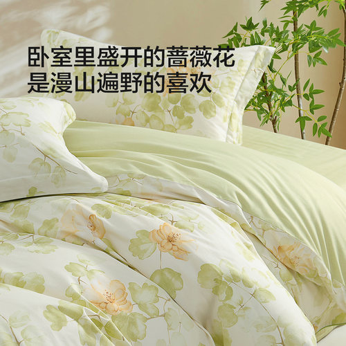 水星家纺床上用品四件套100全棉纯棉四季通用床单被套床笠被罩 - 图0