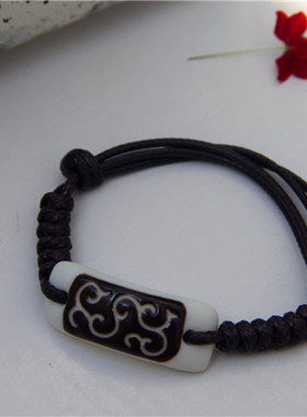 祥云民族风褐色可调节情侣手链