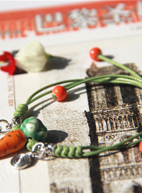 胡萝卜绿色编织民族风手链