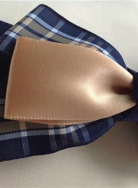 手工发夹英伦风蓝色格子蝴蝶结
