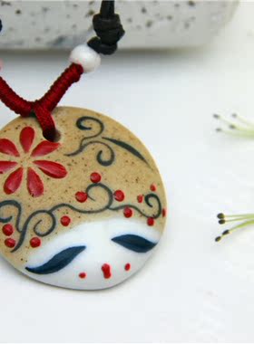 人脸民族风蓝色圆形可调节挂链