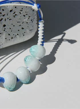 蛋形编织民族风陶瓷可调节手链