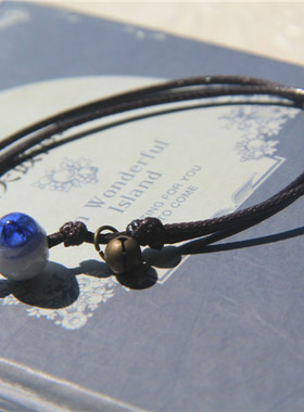 皮质带铃铛复古民族风手链