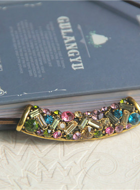 波西米亚风短款水钻皮质毛衣链