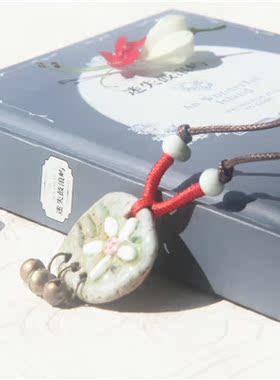 铃铛情侣长款民族风配饰棉麻挂链