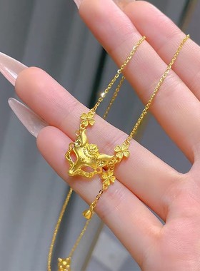 小狐狸面具项链999纯银国风古法金流苏灵狐吊坠东方神秘感项饰品