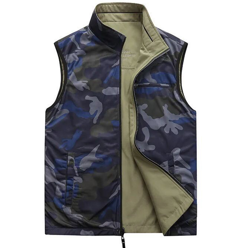 户外休闲双面穿马甲男春秋多袋速干透气宽松大码马夹立领工装背心,淘宝优惠券,粉丝福利购,淘宝优惠卷