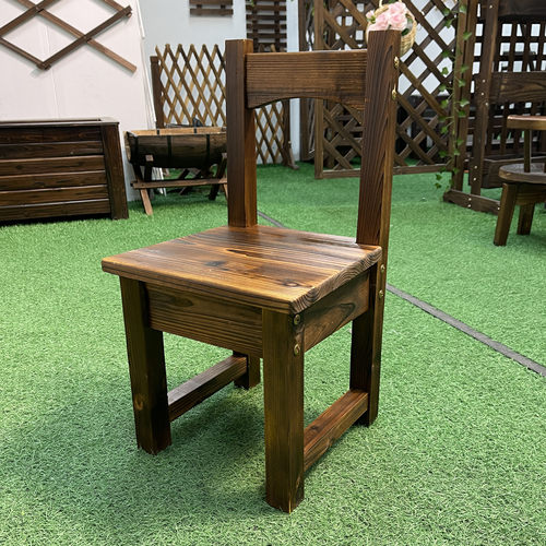 防腐木户外小凳子 实木旋转小圆凳 复古家用靠背木质椅子方凳矮凳 - 图0