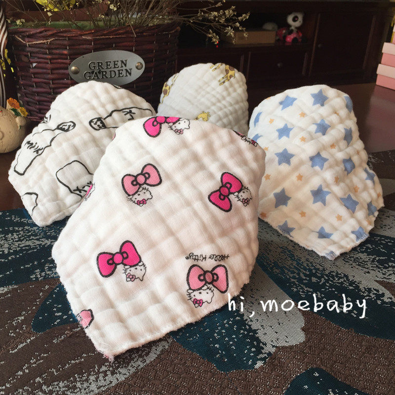 新生儿8层透气婴儿宝宝纯棉纱布按扣口水巾三角巾围嘴围兜无荧光,淘宝优惠券,粉丝福利购,淘宝优惠卷