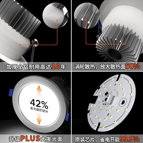 筒灯嵌入式75mm家用led射灯天花灯三色客厅吊顶桶灯孔灯洞灯铜灯 - 图1