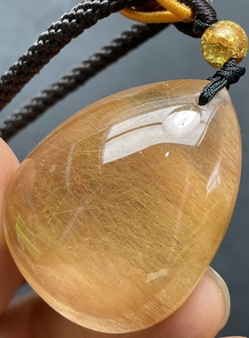 金发晶钛晶黄发晶水滴原石吊坠