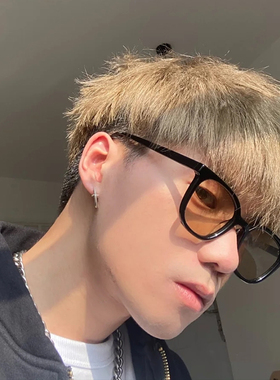 速发黑框茶色防镜男士开车专用潮街拍脸饰大装太墨紫外线