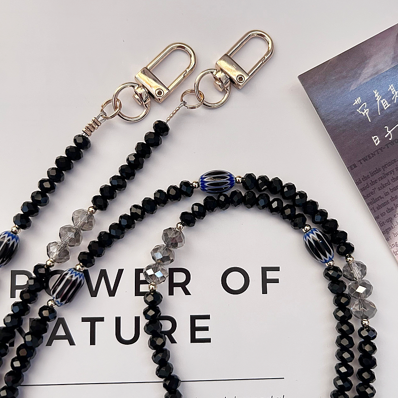 原创尼泊尔复古琉璃手机链长款挂脖挂饰斜背黑水晶手机通用可拆卸,淘宝优惠券,粉丝福利购,淘宝优惠卷