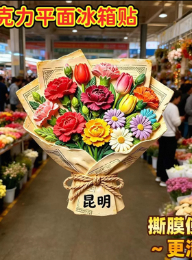 昆明花束树脂浮吸装饰冰箱贴