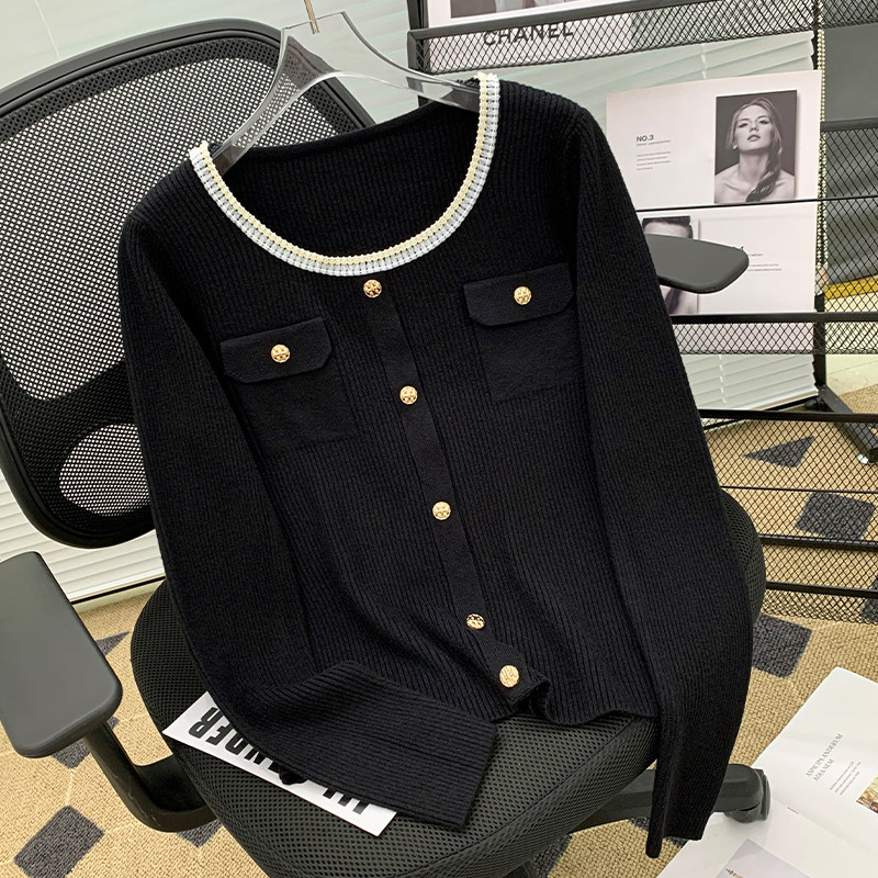 宽松显瘦【80-200斤】洋气小香风针织上衣女秋冬圆领时尚花边毛衣,淘宝优惠券,粉丝福利购,淘宝优惠卷