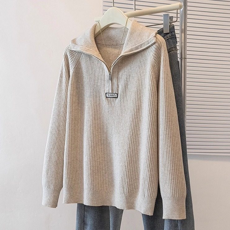 大码女装【80-200斤】半拉链针织上衣女Polo领毛衣遮肚显瘦打底衫,淘宝优惠券,粉丝福利购,淘宝优惠卷