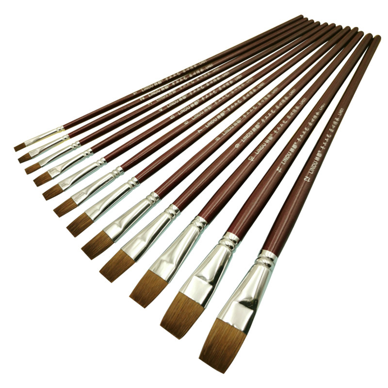 林都平头狼毫水粉画笔套装油画笔水彩笔丙烯笔初学者美术专业排笔,淘宝优惠券,粉丝福利购,淘宝优惠卷