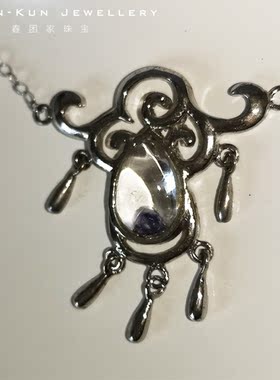 珠宝纯银包裹体复古项链