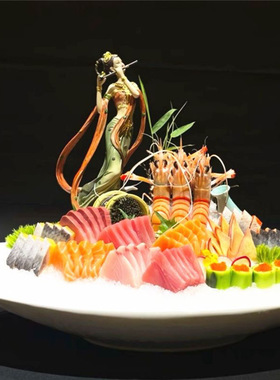 海鲜姿造人物摆件冷菜刺身装饰品高档酒店意境盘饰创意摆盘装饰品