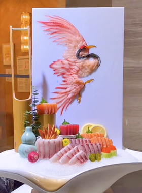 刺身摆盘鱼雕板日式餐厅