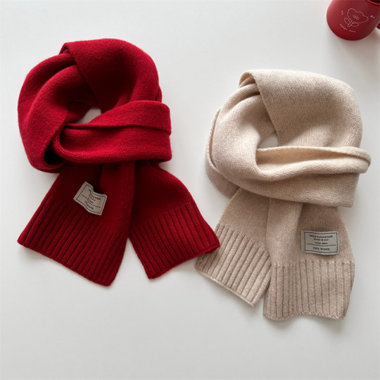 Pure wool red small scarf for women 2023 new style