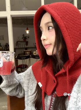 针织高品质100%羊毛帽小红帽简约
