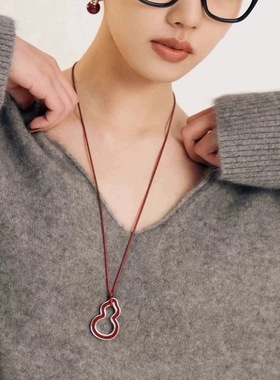 董生活董洁同款葫芦项链 新年氛围感立体朱砂葫芦耳钉手链毛衣链