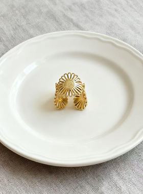 软山小雏菊戒指银花开口戒