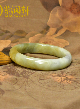 和田玉黑山料糖黄青花玉手镯