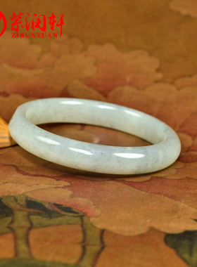 和田玉青花籽料手镯白底留皮水墨