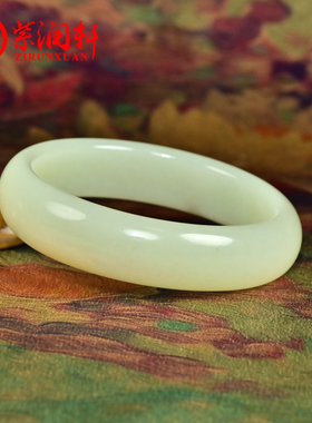 和田玉暖青白玉手镯且末料老坑