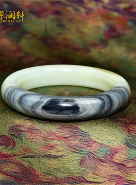 和田玉糖白玉水墨青花手镯且末料