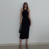 Качественное сексуальное платье без рукавов, юбка, длина миди