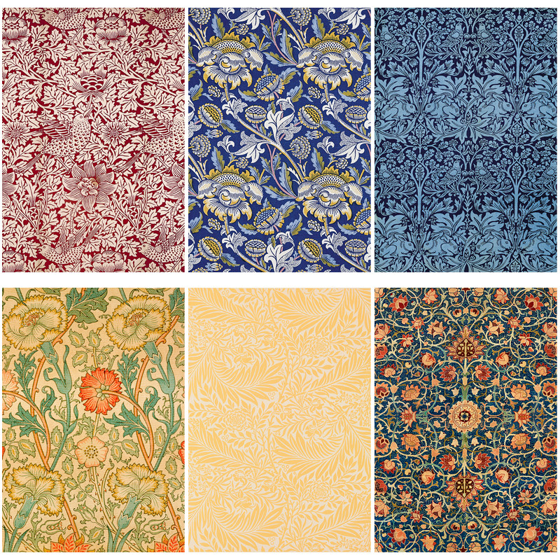 威廉莫里斯礼盒装饰素材纸12张双胶纸可折叠贴纸背景纸图案拼贴画,淘宝优惠券,粉丝福利购,淘宝优惠卷
