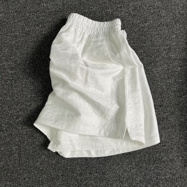 Summer new shorts women's ice silk thin versatile elastic waist slit wide leg hot pants