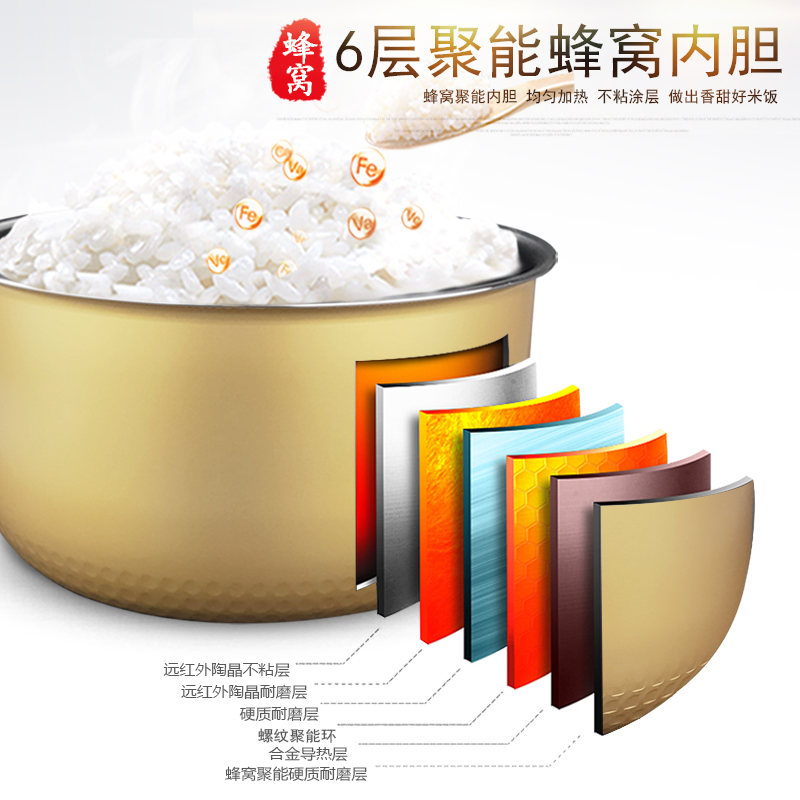 奕创适用美的电饭煲4L升内胆MB-FZ40V/MB-FZ40VC/FS4010B不粘内锅-图0