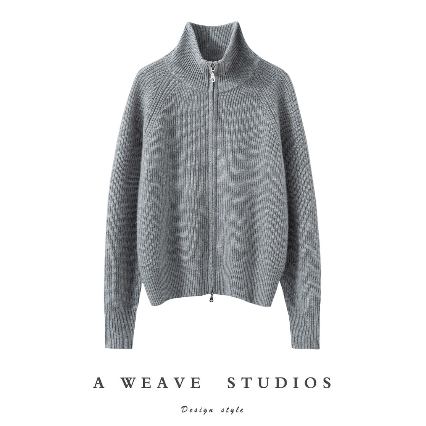 秋冬新款100%山羊绒开衫女高领拉链针织外套宽松加厚保暖通勤毛衣,淘宝优惠券,粉丝福利购,淘宝优惠卷