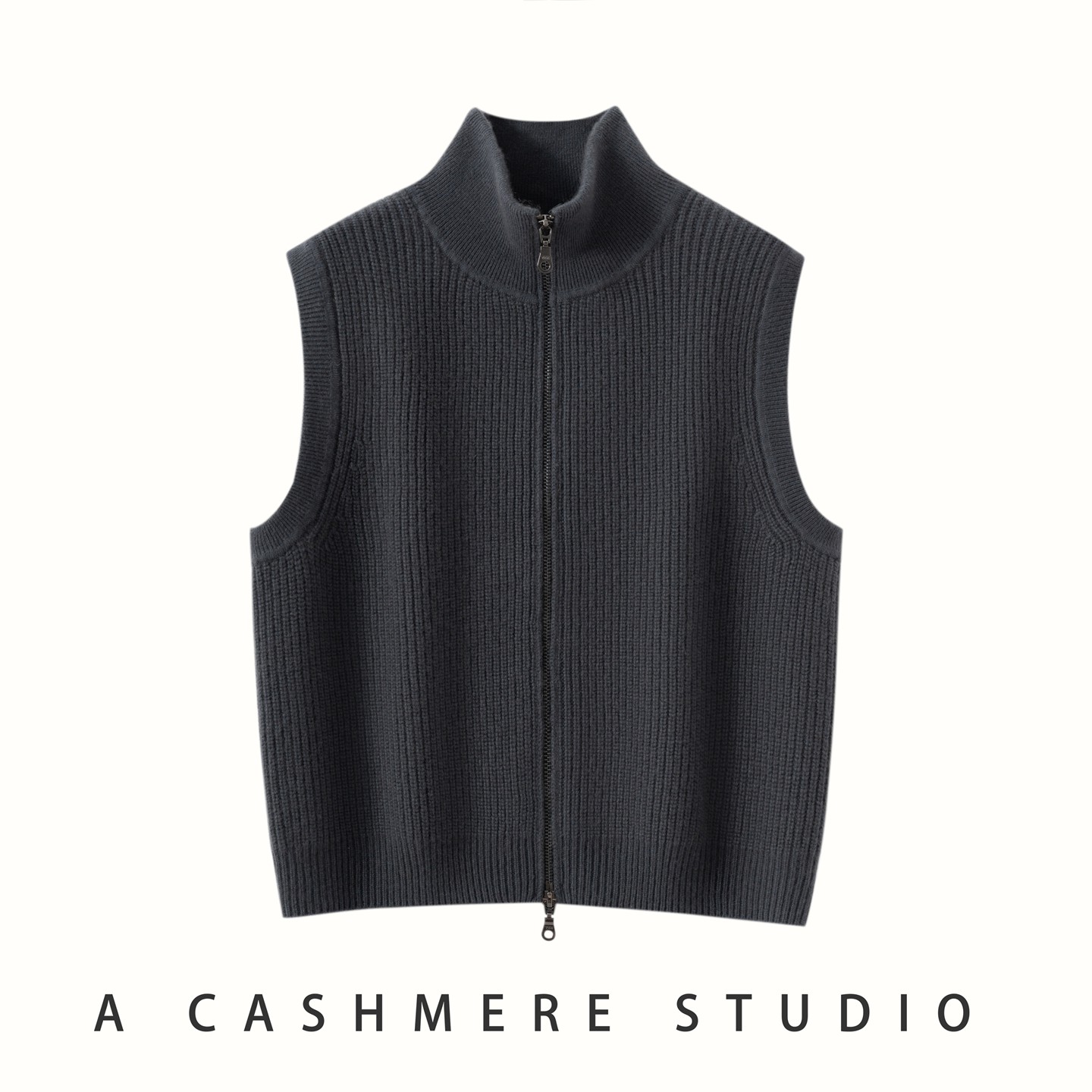 秋冬新款100%纯山羊绒马甲女半高领拉链针织背心宽松显瘦坎肩马夹,淘宝优惠券,粉丝福利购,淘宝优惠卷