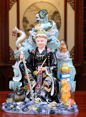 仿瓷五仙黑老太家用供奉摆件东北黑妈妈黑老太太像体16寸